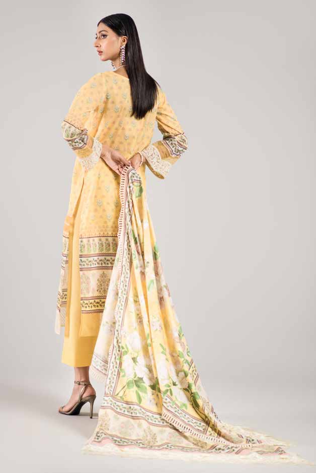 Isla 3-Piece Unstitched Lawn Digital Suit: Digital Printed Lawn Shirt, Voil Dupatta, Dyed Cotton Trouser - Effortless Style