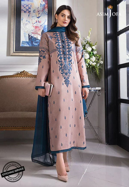 ASIM JOFA 3PC LAWN EMBROIDERED WITH BAMBER CHIFFON DUPATTA