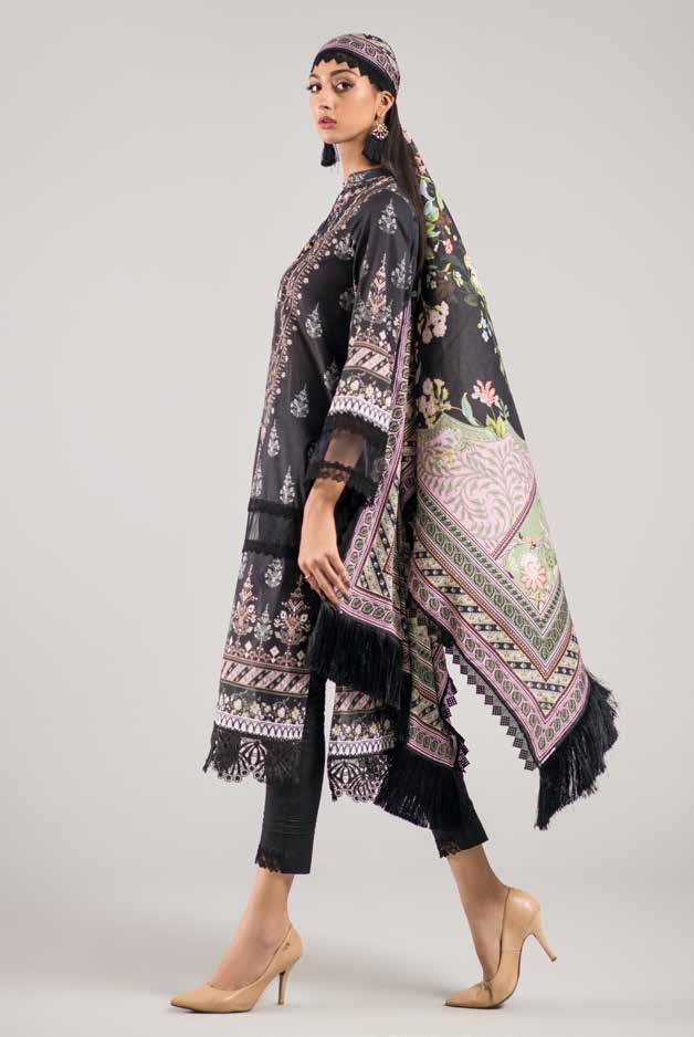 Jasmine 3-Piece Unstitched Lawn Digital Suit: Digital Printed Lawn Shirt, Voil Dupatta, Dyed Cotton Trouser - Effortless Style