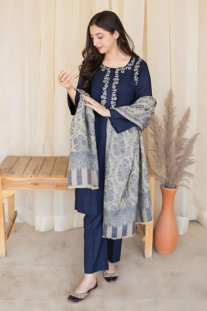 Aisling D # 22 - 10 | 3pc Dhanak with Printed Shawl