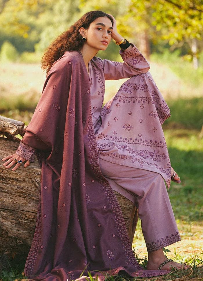 Maria B D # 20-01 | 3pc Dhanak With Dhanak Embroidered Shawl