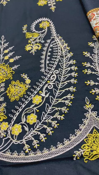 Maria.B 1 Dhanak Luxury Collection | Full Front Embroidery & Digital Printed Shawl